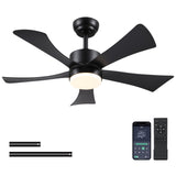 42 inch Ceiling Fans with Lights, Modern Black Ceiling Fan with Remote Control App, DC Motor Quiet, 3CCT Dimmable Memory, Led Sloped Flat Ceiling Fan with Light for Bedroom Indoor&Outdoor Patio BayDay