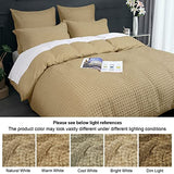 PHF 100% Cotton Waffle Duvet Cover Full, Ultra Soft Skin-Friendly Duvet Cover Set for All Season, Luxury Decorative Textured Comforter Cover with Pillow Shams Bedding Collection, 80"x90", Khaki PHF