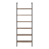 Nathan James Theo 6-Shelf Tall Bookcase, Wall Mount Bookshelf with Reclaimed Wood and Industrial Metal Frame, Oak/Black Nathan James