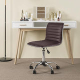 Yaheetech Modern PU Leather Ribbed Armless Working Office Chair Adjustable Low-Back Comfy Desk Task Chair w/Rolling Wheels, Brown Yaheetech