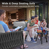 EAST OAK Life Chatter Patio Furniture Set 5 Pieces, Outdoor Furniture 5-Seat Sofa with Two Round Coffee Table, Waterproof Thick Cushion Deep Seating for Porch, Balcony, Earth Black & Misty Grey EAST OAK