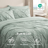 Bedsure Queen Comforter Set Sage Green - Bed in a Bag Queen Size Bedding 7 Pieces, GentleSoft™ Pintuck Bed Set Gift for Family, Pinch Pleat All Season Comforter with Sheets, Pillowcases & Shams Bedsure
