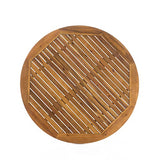 Christopher Knight Home Stamford Outdoor Wicker Dining Set with Acacia Wood Circular Table and Water Resistant Cushions, 5-Pcs Set, Teak Finish / Brown / Crème Cushion Christopher Knight Home