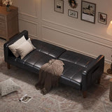 GarveeHome Futon Sofa Bed, 75-Inch Modern Faux Leather Convertible Couch, Mid-Century Loveseat for Small Space, Living Room, Bedroom, Black GarveeHome
