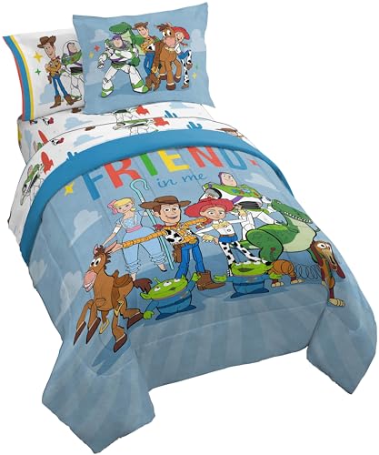 Jay Franco Kids Comforter Set Includes Sheets and Pillow Cover - Soft and Cozy Bed Set for Stylish Room Decor, Blue - Toy Story, 7 Piece Full Jay Franco