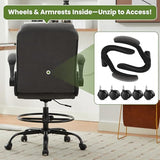 Drafting Chair Tall Office Chair for Standing Desk, Ergonomic Tall Desk Chair with Adjustable Foot Ring, Flip-Up Armrests, Lumbar Support, Comfortable Fabric Seat – Ideal for Home and Office Use MAHOMICO
