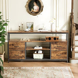 Huuger TV Stand Dresser with Power Outlets and LED Lights, 4 Drawers Entertainment Center with Shelves, 54 Inch Media Console for 55 60 Inch TV, 4 AC Outlets, 2 USBs, Rustic Brown Huuger