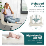 OLIXIS Criss Cross Chair with Wheels Wide Cross Legged Office Desk Vanity Chair Comfy Fabric Armless Adjustable Swivel for Home Computer Task PU Beige OLIXIS