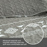 Whale Flotilla Full Queen Size Quilt Set - Reversible Grey Quilts Queen Size with 2 Pillow Shams, Lightweight Boho Striped Bedspreads Coverlet Bedding Set for All Seasons Whale Flotilla