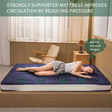MAXYOYO Futon Mattress, Padded Japanese Floor Mattress Quilted Bed Mattress Topper, Extra Thick Folding Sleeping Pad Breathable Floor Lounger Guest Bed for Camping Couch, Navy, Full MAXYOYO