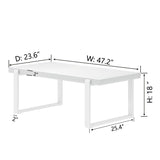 FOLUBAN White Coffee Table, Modern Rustic Wood and Metal Center Table, Rectangle Cocktail Tea Table for Living Room, 47 Inch FOLUBAN