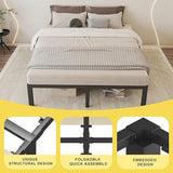 ROIL 18 inch Twin Size Bed Frames with Wide Wood Slats - 3500lbs Heavy Duty No Box Spring Needed Platform, Mattress Stoppers Single Metal Noise Free, Headboard Hole Underneath Storage ROIL