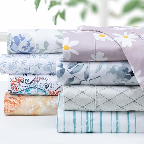 Pointehaven Bedding Full Bed Sheet Set- 4 Pieces Bedding- 100% Polyester Microfiber- Super Soft Easy Care Bed Linen Set - Breathable, Deep Pockets, Extra Soft (Full Daisy) Pointehaven