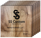 Walnut Plywood Sheets for Crafts 1/8 inch, 3mm Plywood Sheet for Laser Cutting, Wood Burning, Architectural Models, Drawing - 6 Pack Walnut Wood Sheets 12 x 12 inch (SS Custom Products) SS Custom Products
