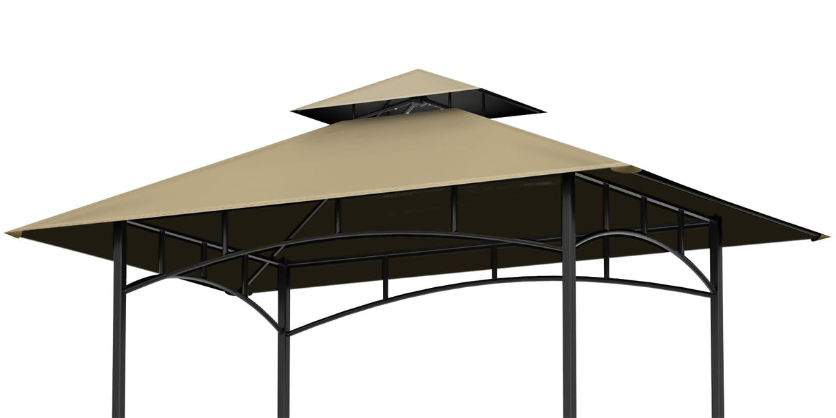 OIPUNSHLE Grill Gazebo Replacement Canopy Top, 5'x8' Gazebo Roof Top Double Tiered Replacement Canopy Roof, Grill Shelter Cover Roof Fit for Gazebo Model L-GG001PST-F (Khaki) OIPUNSHLE