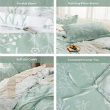 Bedsure Duvet Cover Queen Size - Reversible Green Queen Duvet Cover Set with Zipper Closure, 3 Pieces Floral Patterned Bedding Set with 8 Corner Ties and 2 Pillow Shams Bedsure