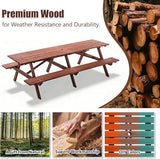 Jaxilyn Outdoor Wooden Picnic Tables 10-12 Person with Benches for Patio Garden Backyard Large Outside Dining Table Set with Umbrella Hole Jaxilyn