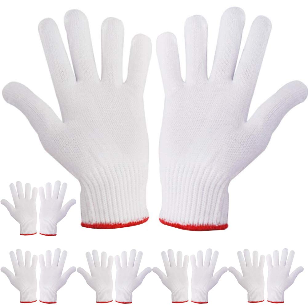 NRDBEEEC Hand Working Gloves Safety Grip Protection Work Gloves Men Women BBQ Thick Cotton (Pack of 6 Pairs) NRDBEEEC