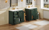 Merax 60" Bathroom Double Vanity with Sink Combo,Freestanding Solid Wood Bathroom Storage Cabinet,Single Sink Bathroom Vanity Set Combo,Green Merax
