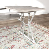 HOMCOM 47"-63" Expandable Dining Table for 4-6 People, Farmhouse Dinner Table with Heavy Duty Metal Trestle Base, Rectangle Kitchen Desk, Distressed Gray HOMCOM