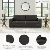 Signature Design by Ashley Luigi Modern Tufted Leather Match Sofa, Black Signature Design by Ashley