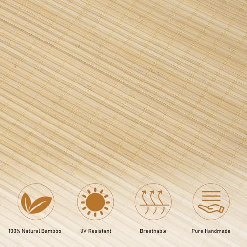 SEEYE Cordless Natural Bamboo Roman Shades - 95% Blackout Privacy Blinds for Home and Office, 30" W x 64" H - WoodArtSupply