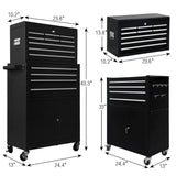 SONLMIK 13-Drawer Rolling Tool Chest with Double Door Handle, 2-in-1 Detachable Metal Storage Cabinet with Wheels and Lock, Large Capacity Tool Box for Garage, Home, Warehouse, Basement(Black) SONLMIK