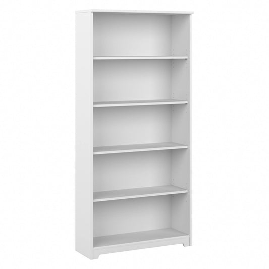 Bush Furniture Cabot Tall 5-Shelf Bookcase in White - Stylish Organizer for Home & Office - WoodArtSupply