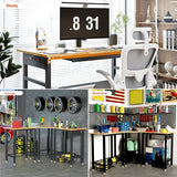 Betterhood 48"/60" Heavy-Duty Adjustable Workbench for Garage, Rubber Wood Shop Table,Hardwood Workstation Weight Capacity Over 1500 Lbs (Rubber Pad/Power Outlets/Ruler/63 x21.7 x35.8) Betterhood