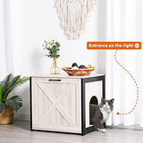 DWANTON Cat Litter Box Furniture Hidden, Cat Litter Box Enclosure, Reversible Entrance Can Be on Left or Right Side, Indoor Cat Box Cabinet, Wooden Cat Washroom, End Table, Nightstand, Beige Dwanton
