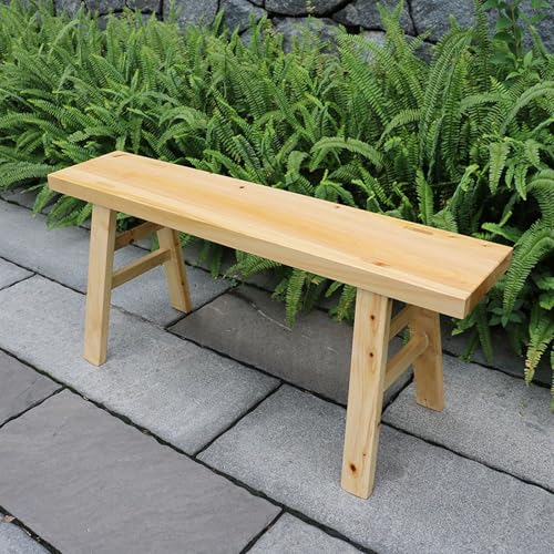 Skinny Bench, Wood Entry Bench, Farmhouse Wood Bench, Narrow Entryway Bench, Dining Room Bench, Vintage Bench, for Living & Dining Room, Rustic Design, Natural Finish(Yellow,98 * 24 * 45cm) WoodArtSupply