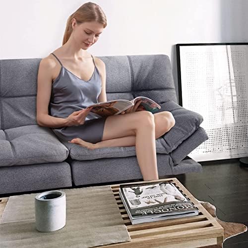 Opoiar Fabric Futon Sofa Bed, Memory Foam Couch Convertible Loveseat, Sleeper Sofa Modern Futon Sets for Small Apartments, Compact Living Space, Office (Grey) Erdoru