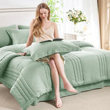 CozyLux King Size Comforter Sets - 7 Piece Bed in a Bag Sage Green Comforter Set with Sheets Luxury Bed Set All Seasons, Soft Bedding Set with Down Alternative Comforter, Sheets, Pillowcases & Shams CozyLux