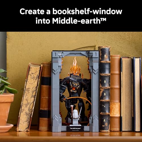 LEGO Icons The Lord of The Rings: Balrog Book Nook Kit - DIY Craft Building Set for Adults, 18+ - Collectible Gandalf Minifigure - Gift Idea for Birthdays - Home or Room Decor - 10367