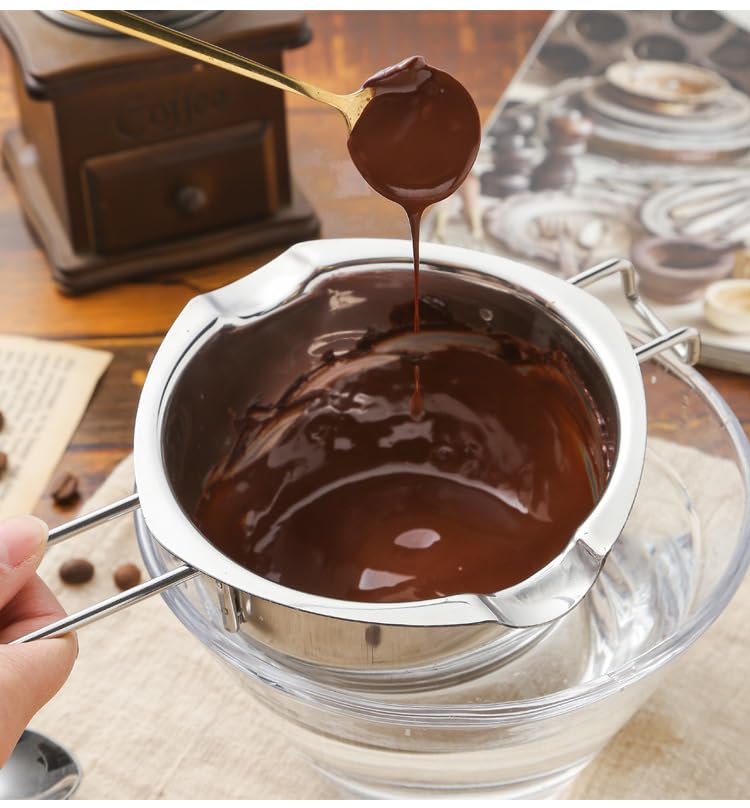 480ML Stainless Steel Double Boiler Universal Melting Pot for Melting Chocolate, Candy, Candle, Soap and Wax(304 Steel) QXSFRKG