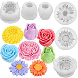 VvLons Flower Candle Molds, 6Pcs Rose, Peony, Tulip, Daisy, Sunflower, Chrysanthemum Flower Silicone Molds for Candle Making, Handmade Soap Gift, Aromatherapy Plaster, Epoxy Resin Casting