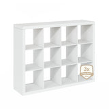 Furinno Cubicle Book Shelf, 12-Cube Bookshelf, Triple Thick Frame Cube Storage Organizer Bookcase, 15.3 x 57.4 x 43.3, for Living Room, Bedroom, Home Office, White Furinno