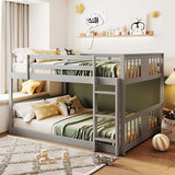 LZ LEISURE ZONE Full Over Full Bunk Bed, Wood Full Bunk Bed with Ladder, No Box Spring Needed, Gray LZ LEISURE ZONE