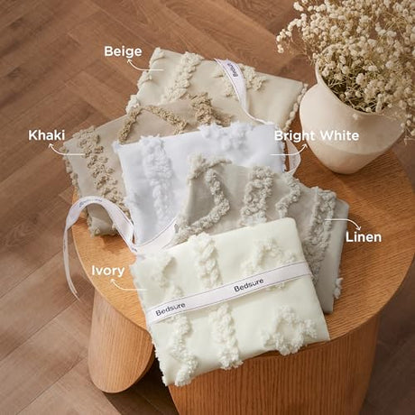 Bedsure Tufted Boho Comforter Set Full Size - Beige Boho Bed Set, GentleSoft™ 3 Pieces Farmhouse Shabby Chic Embroidery Bedding, Gifts for Woman, Soft Jacquard Full Comforter for All Seasons Bedsure