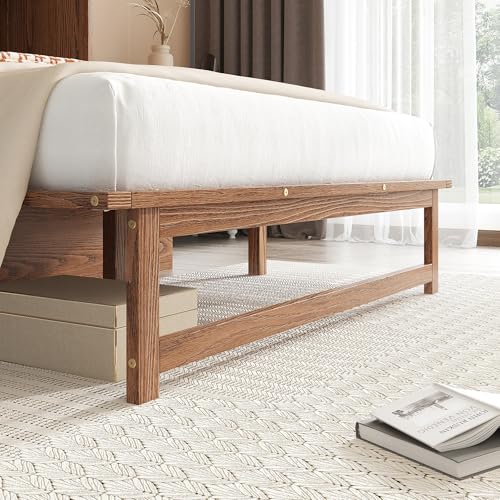DNChuan Murphy Bed Cabinet with Storage Desktop,Murphy Bed Desk Combo with USB-Port,2 Pull-Out Shelves,Foldable Platform Bed for Guest Room,Full Size,Walnut DNChuan