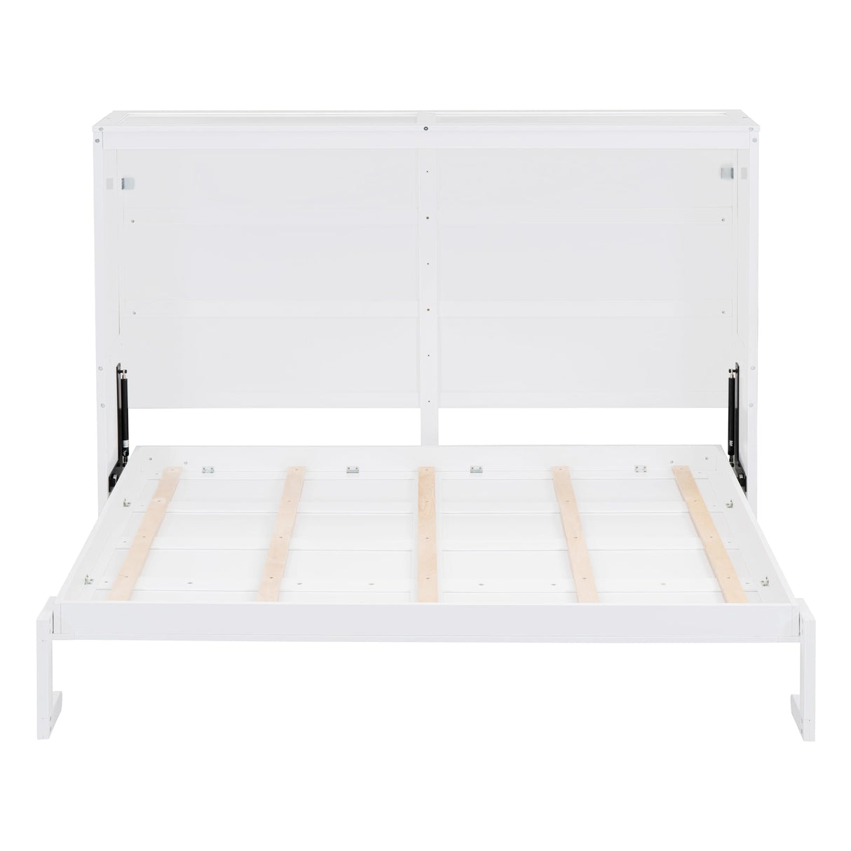 Merax Modern Farmhouse Solid Wood Murphy Bed Chest/Space Saving/Wood Slat Support/Full,White Merax