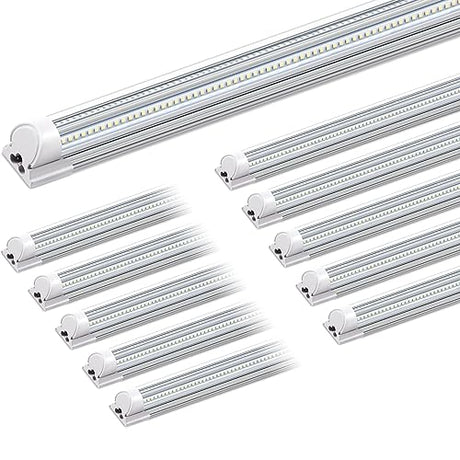 Barrina 8FT LED Shop Light, 100W 15000LM 6500K Super Bright White, Linkable T8 Shop Lighting LED V Shape LED Tube Lights, Ceiling Lights Fixtures for Garage, Workshop, ETL Listed, 10 Pack Barrina