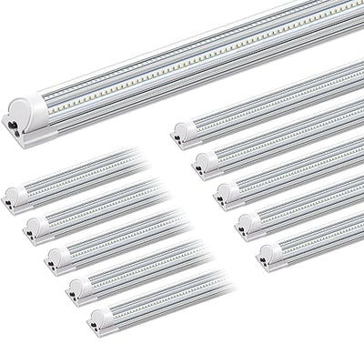 Barrina 8FT LED Shop Light, 100W 15000LM 6500K Super Bright White, Linkable T8 Shop Lighting LED V Shape LED Tube Lights, Ceiling Lights Fixtures for Garage, Workshop, ETL Listed, 10 Pack