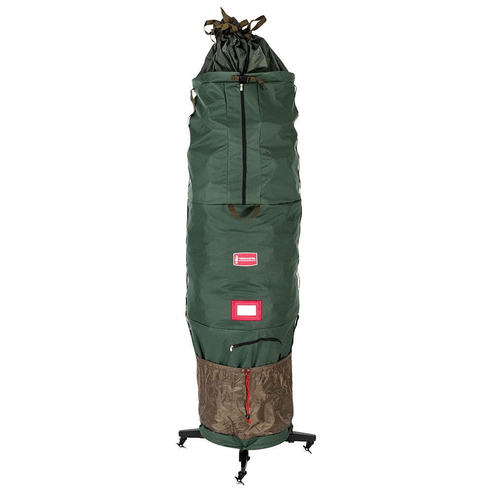 [Upright Tree Storage Bag] - Christmas Tree Storage Bag | Hold Artificial Trees up to 7.5 Feet Tall - Keep Your Fake Tree Assembled | Includes Rolling Tree Stand (7.5' - Medium) TreeKeeper