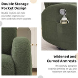 AEMEIOS Nursery Glider Recliner, Boucle Nursery Rocking Chair Recliner, Manual Nursery Glider Recliner with Double Pockets and Lumbar Support for Adult, Teddy Green