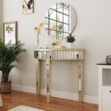 Artloge Half-Moon Mirrored Console Table Tall Semi Circle Entryway Desk 3 Legs Artloge