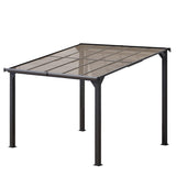 Outdoor Gazebo, Awnings for Patios Decks Backyards with Sunlight Panels, Top Lean to Pergola, Heavy-Duty Metal Sunroom, Frosted Gray (10X10 FT) HOGYME