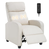 Dopinmin Recliner Chair Breathable Padded PU Leather Massage Single Sofa Recliners for Small Recliner Chair with Footrest Home Theater Seating for Bedroom Living Room,Beige Dopinmin
