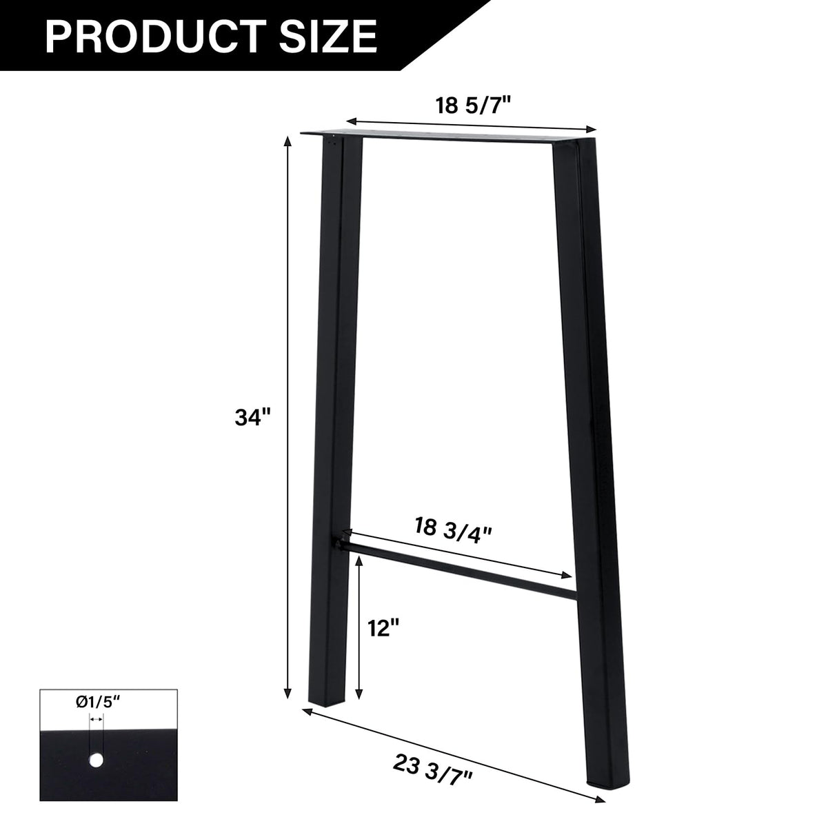 TC-HOMENY 34" Industrial Bar Table Legs Set of 2 - Sturdy Metal Furniture Legs for DIY Projects TC-HOMENY