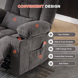 Massage Swivel Recliner Chair with Vibration Massage and Lumbar Heating for Adults,Oversized Rocker Recliner Single Sofa with Side Pocket,Two Cup Holders and USB Charge Port for Living Room